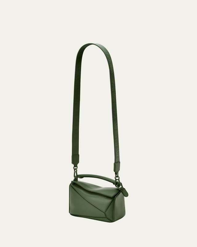 Puzzle Solid Mini Top-Handle Bag in Satin Leather
